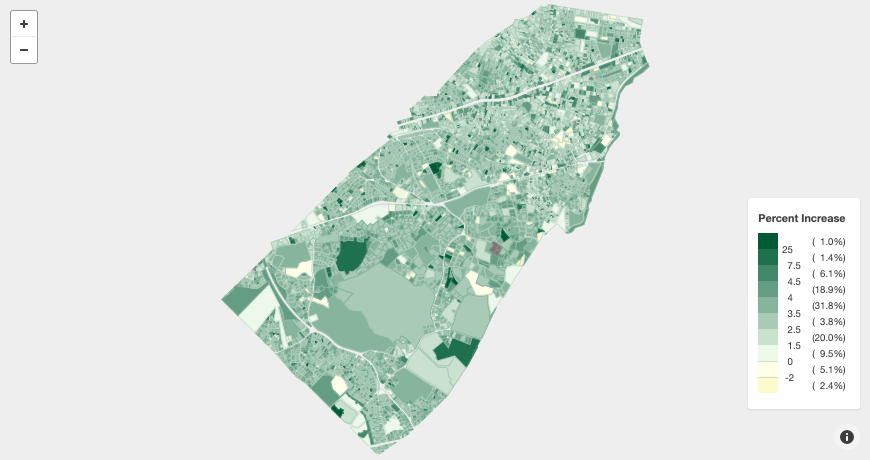 Brookline Map FY2025 Assessment Change